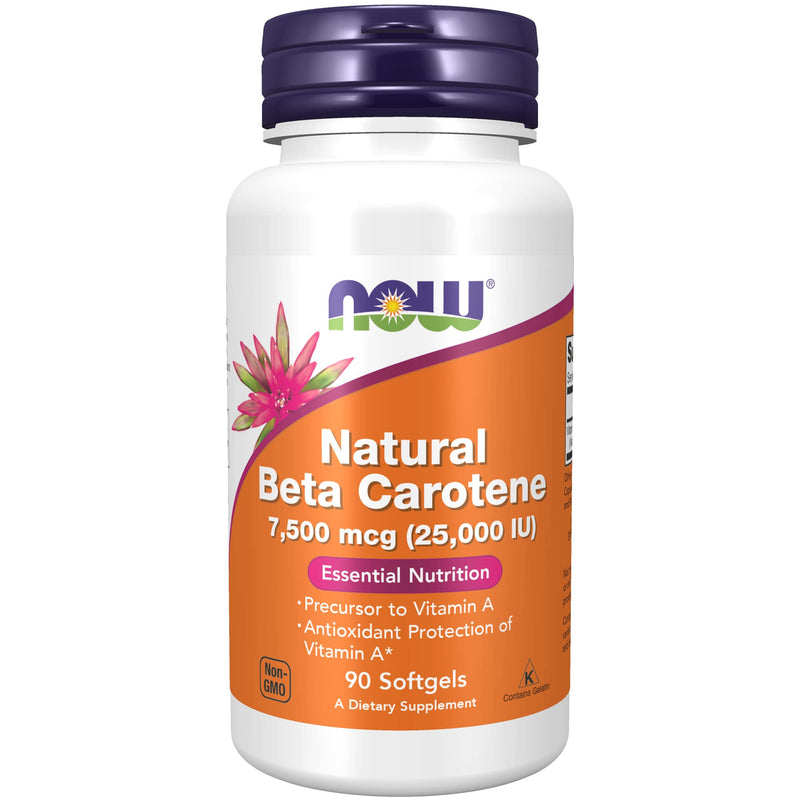 [Australia] - NOW Supplements, Natural Beta Carotene 25,000 IU, Essential Nutrition, 90 Softgels 90 Count (Pack of 1) 