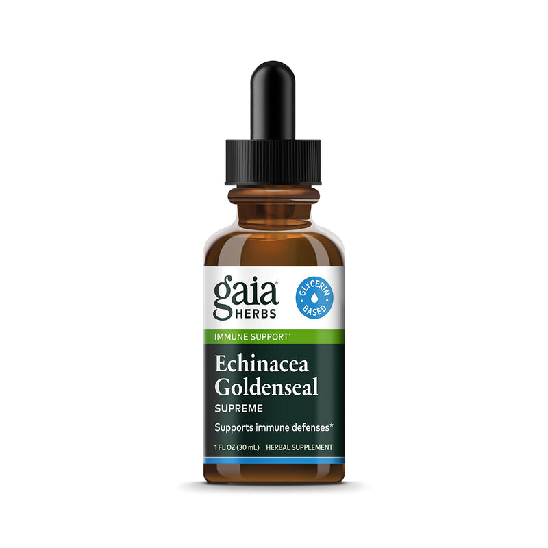[Australia] - Gaia Herbs Echinacea Goldenseal Supreme Liquid Extract - Immune Support Supplement to Help Maintain Mucus Membrane Function - with Echinacea, Goldenseal Root & St. John’s Wort - 1 Fl Oz (15 Servings) 