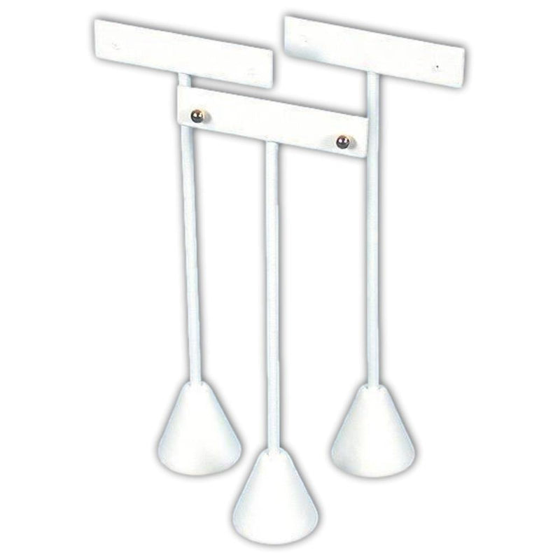 [Australia] - FindingKing 3 Earring T Stand White Leather Showcase Display 6.75" 