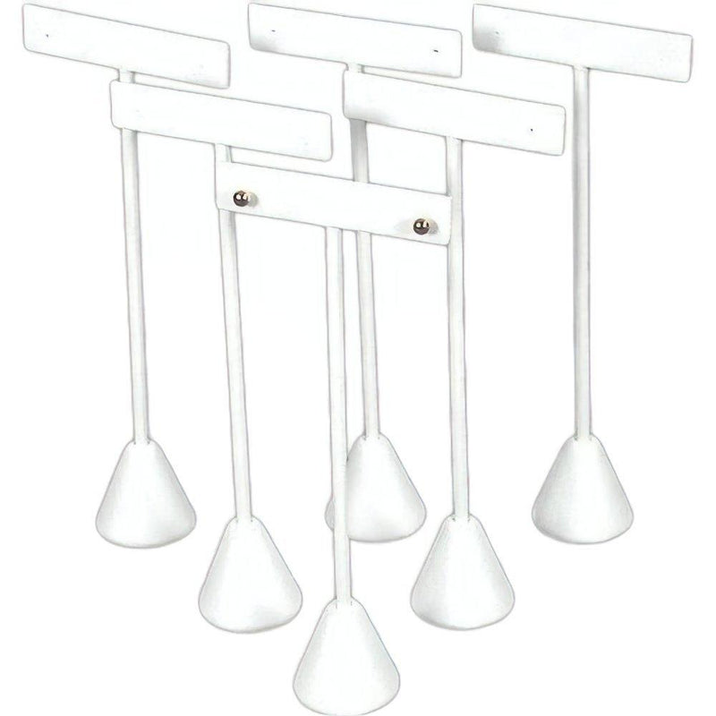 [Australia] - FindingKing 6 Earring T Stand White Leather Showcase Display 6.75" 