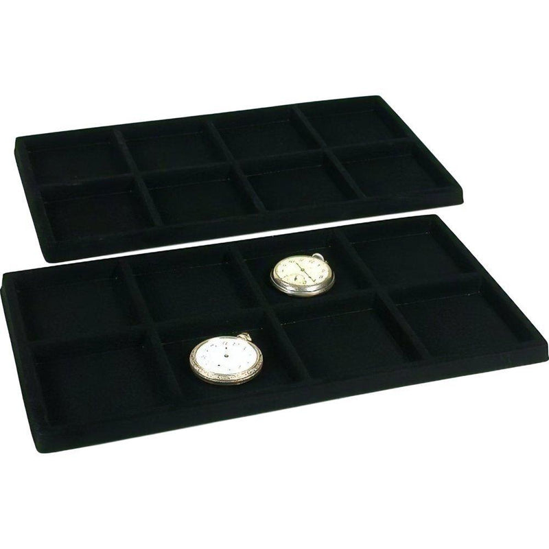 [Australia] - FindingKing 2 Black 8 Slot Pocket Watch Jewelry Display Case Tray Inserts 