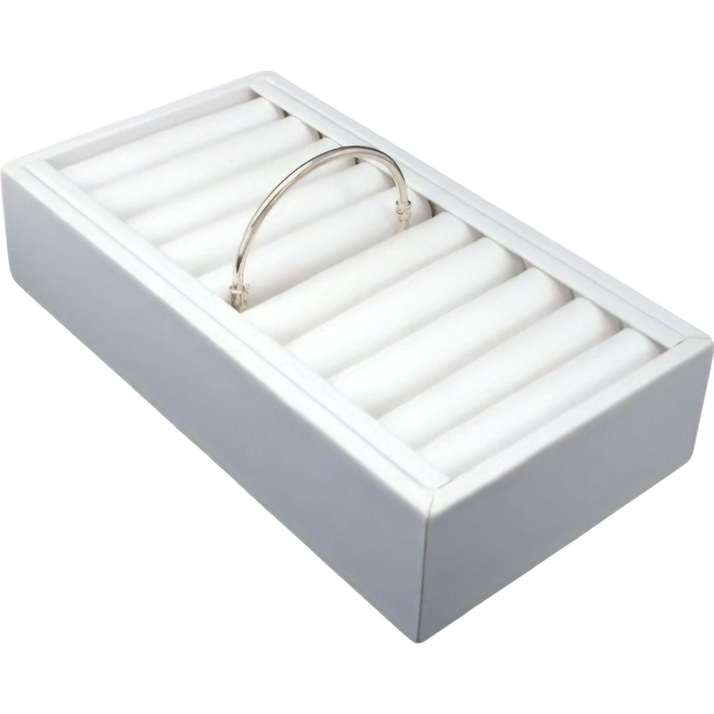 [Australia] - FindingKing White Leather 9 Bangle Bracelet Jewelry Display Tray 