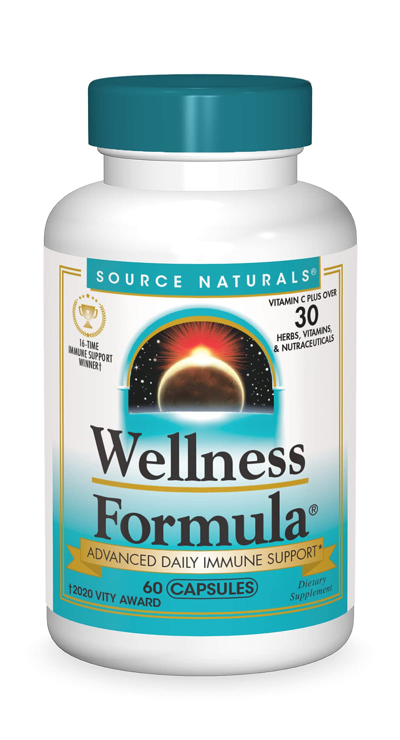 [Australia] - Source Naturals Wellness Formula Bio-Aligned Vitamins & Herbal Defense for Immune System Support - Dietary Supplement & Immunity Booster - 60 Capsules 