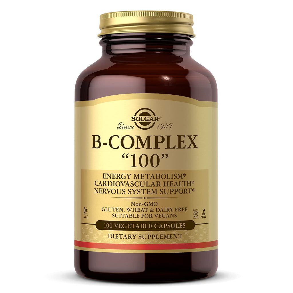 [Australia] - Solgar B-Complex "100", 100 Vegetable Capsules - Heart Health - Nervous System Support - Supports Energy Metabolism - Non GMO, Vegan, Gluten Free, Dairy Free, Kosher, Halal - 100 Servings 100 Count (Pack of 1) 