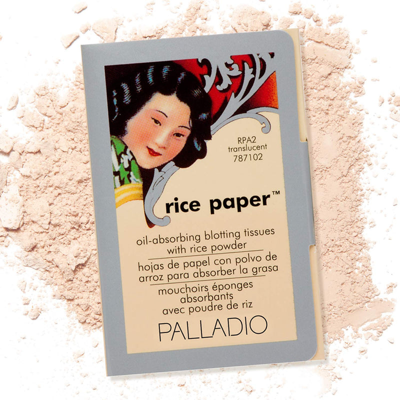 [Australia] - Palladio Rice Paper Facial Tissues for Oily Skin, Face Blotting Sheets Made from Natural Rice, Oil Absorbing Paper with Rice Powder, 2 Sided, Instant Results, Translucent, 40 Count, Pack of 1 