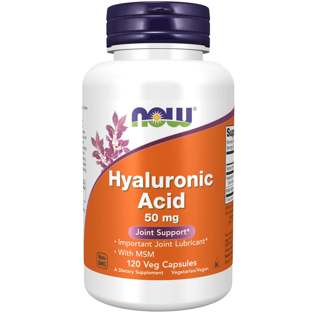 [Australia] - NOW Supplements, Hyaluronic Acid 50 mg with MSM, Joint Support*, 120 Veg Capsules 120 Count (Pack of 1) 