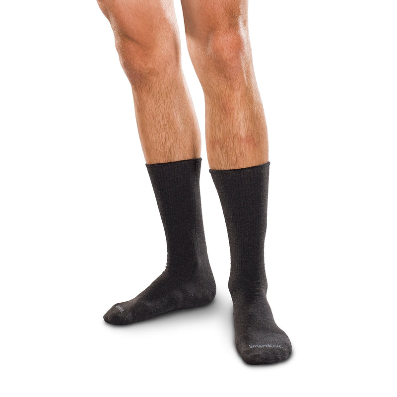 [Australia] - SmartKnit Seamless Crew Socks for Diabetes, Arthritis, or Sensitive Feet, 1 Pair (2 Count) Medium Black 