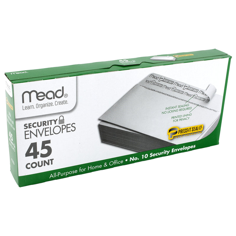 [Australia] - Mead No.10 Envelopes, Security, Press-it Seal-it, 4-1/8" X 9-1/2", White, 45 Per Box (75026) 45 Envelopes 