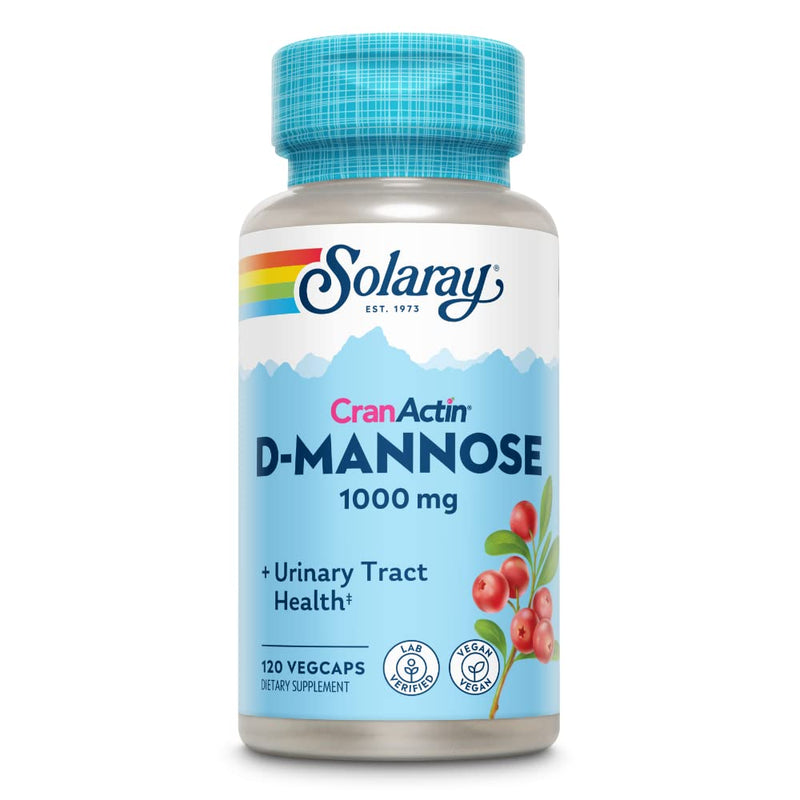 [Australia] - Solaray D-Mannose w/ CranActin Cranberry Extract 1000mg w/ VIT C | Healthy Urinary Tract Support (120 CT) 120 Count (Pack of 1) 