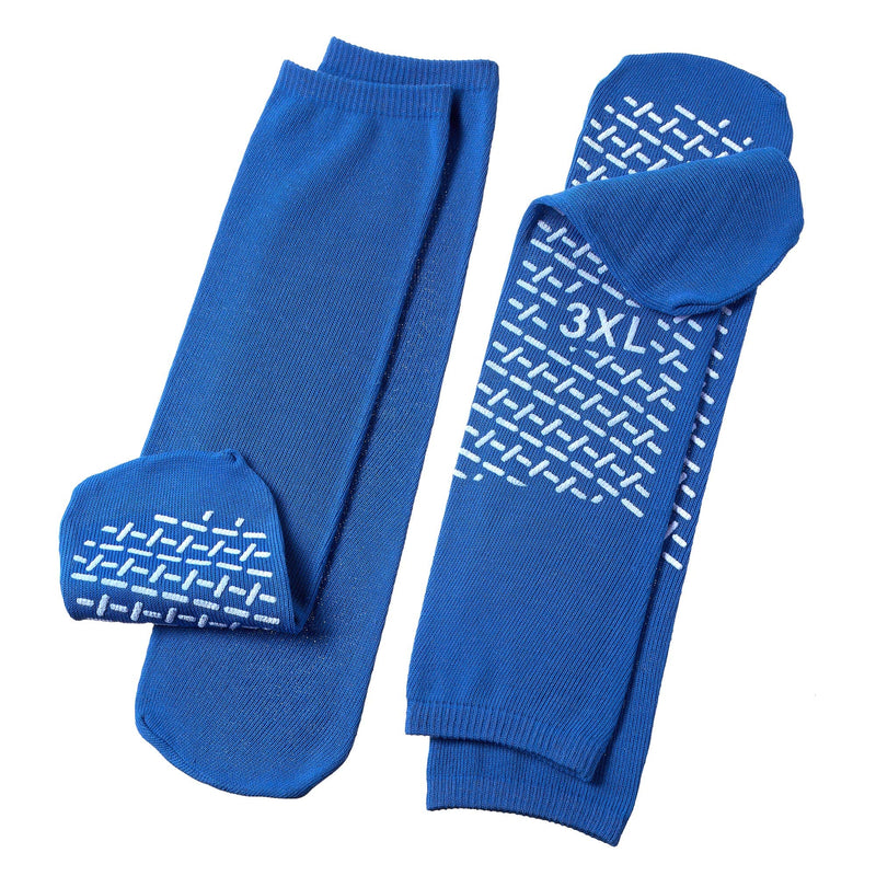 [Australia] - BARIATRIC SLIPPER SOCK NON SKID (3pk), 3X large, Blue, Blue, Size 3X large 