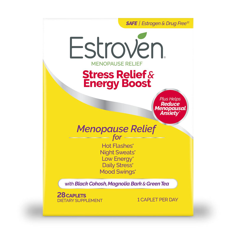 [Australia] - Estroven Stress Relief & Energy Boost for Menopause Relief, Helps Reduce Hot Flashes and Night Sweats, Stress Management Support*, 28 Count Stress Relief & Enegy Boost 