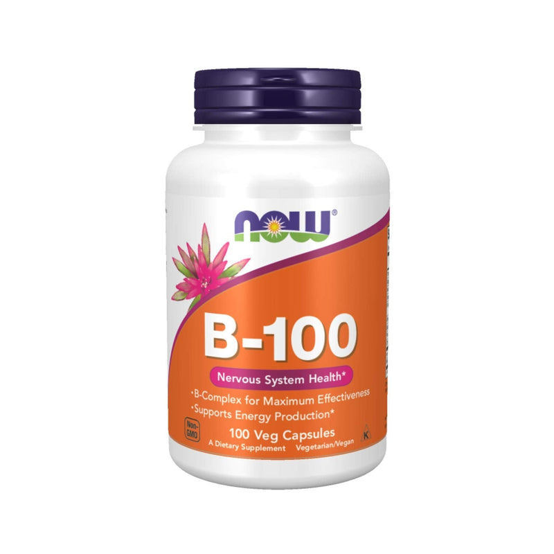 [Australia] - NOW Supplements, Vitamin B-100, Energy Production*, Nervous System Health*, 100 Veg Capsules 100 Count (Pack of 1) 