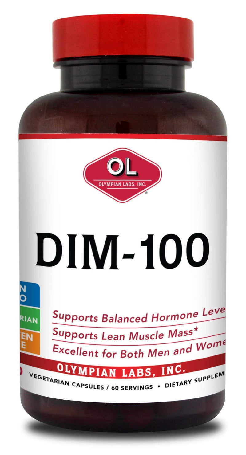 [Australia] - Olympian Labs DIM Supplement 100mg - DIM Diindolylmethane 60 Capsule Supply of DIM for Estrogen Balance, Hormone Menopause Relief, Acne Treatment, PCOS, Bodybuilding 100 MG, 60 Caps 