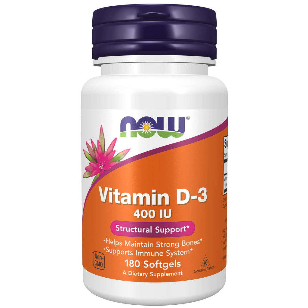 [Australia] - NOW Supplements, Vitamin D-3 400 IU, Strong Bones*, Structural Support*, 180 Softgels Unflavored 180 Count (Pack of 1) 