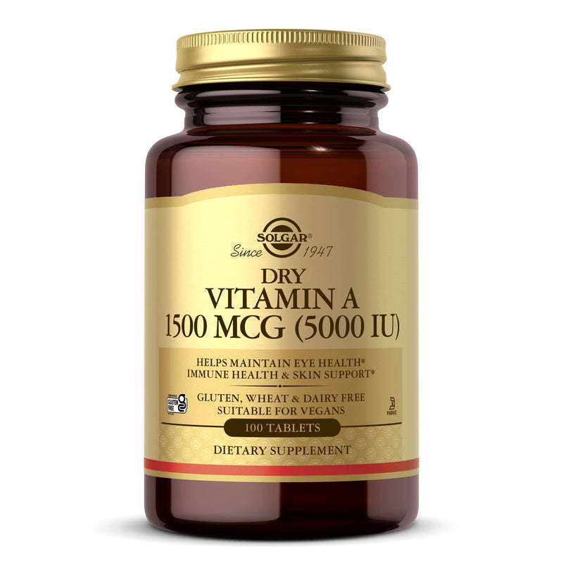 [Australia] - Solgar Dry Vitamin A 1500 mcg (5000 IU), 100 Tablets - Supports Healthy Eyes, Skin & Immune System - Non-GMO, Vegan, Gluten Free, Dairy Free, Kosher - 100 Servings 