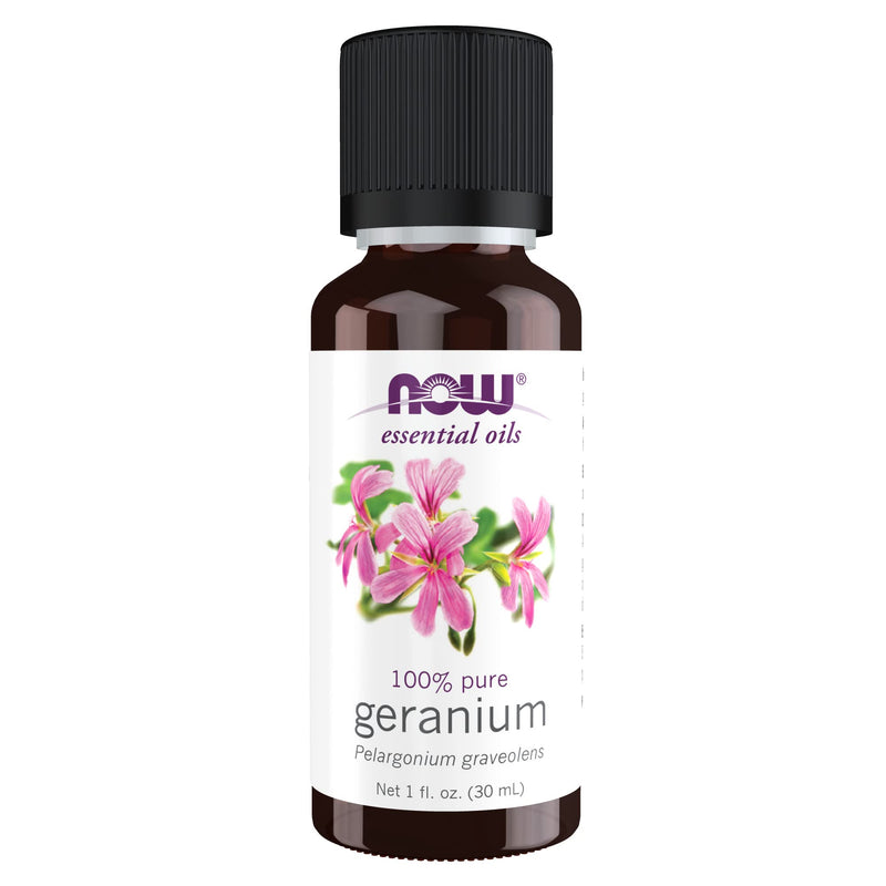 [Australia] - NOW Essential Oils, Geranium Oil, Soothing Aromatherapy Scent, Steam Distilled, 100% Pure, Vegan, Child Resistant Cap, 1-Ounce 