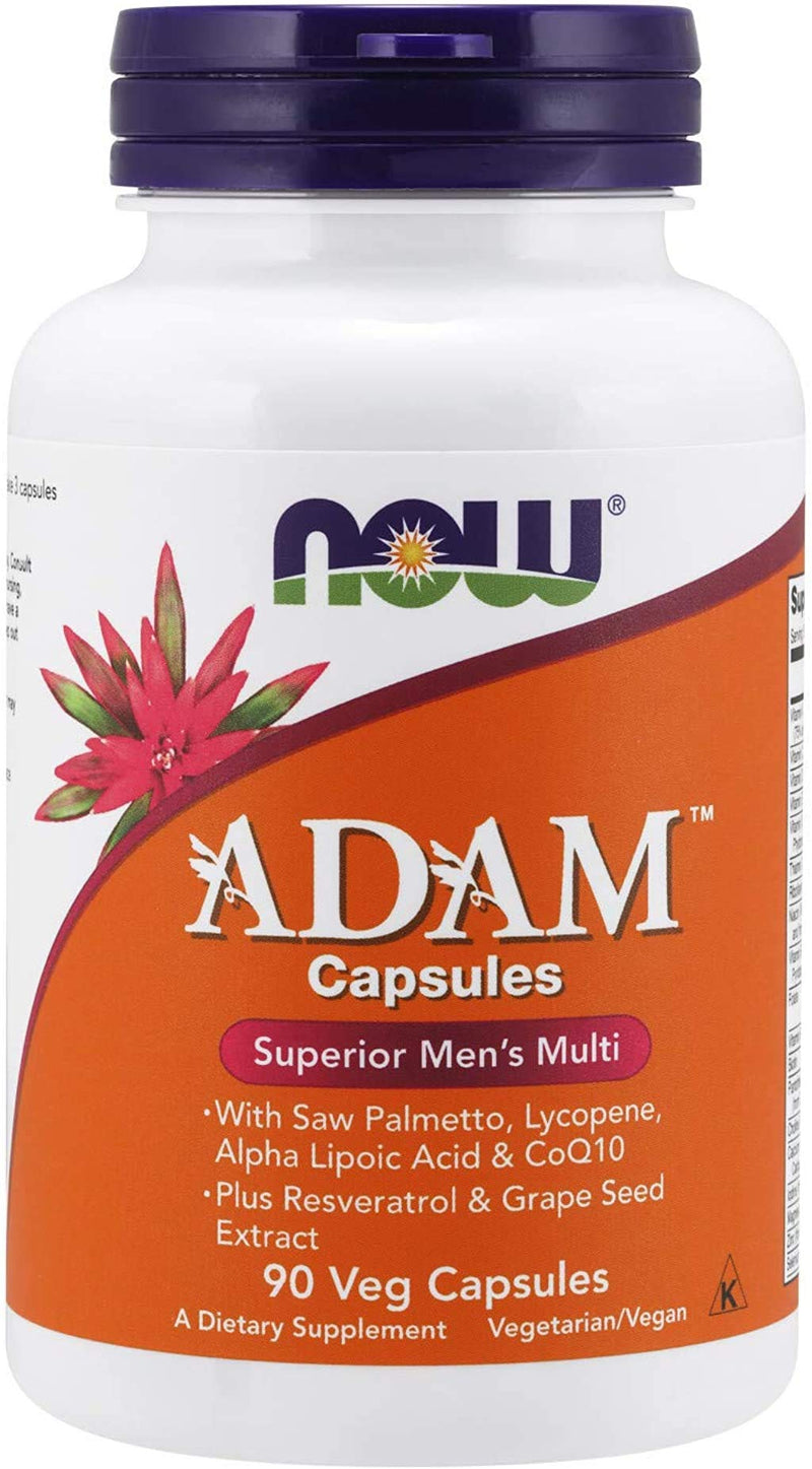 [Australia] - NOW Supplements, ADAM™ Men's Multivitamin with Saw Palmetto, Lycopene, Alpha Lipoic Acid and CoQ10, Plus Natural Resveratrol & Grape Seed Extract, 90 Veg Capsules 