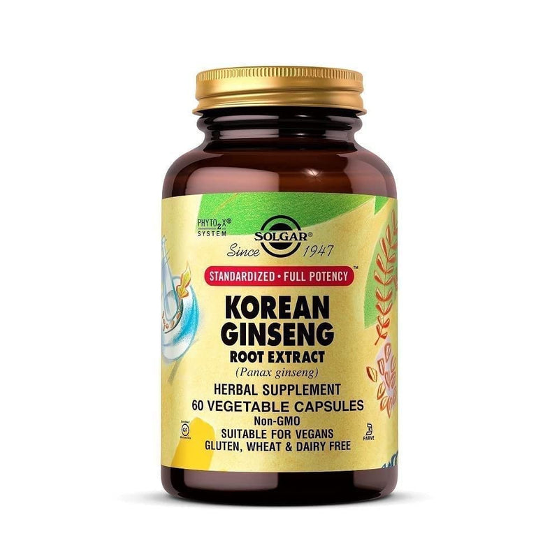 [Australia] - Solgar Korean Ginseng Root Extract, 60 Vegetable Capsules - Immune Support - Standardized, Full Potency (SFP) - Non-GMO, Vegan, Gluten Free, Dairy Free, Kosher - 60 Servings 