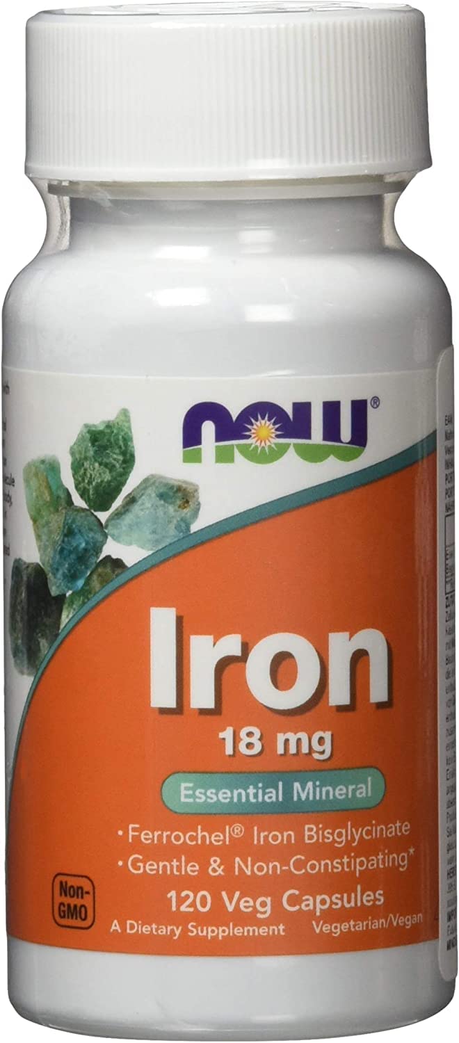 [Australia] - NOW Supplements, Iron 18 mg, Non-Constipating*, Essential Mineral, 120 Veg Capsules 