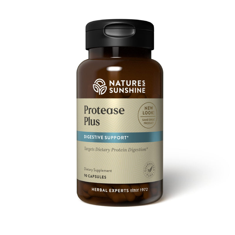 [Australia] - Nature's Sunshine Protease Plus, 90 Capsules | Powerful Digestive Enzyme Supplements with 60,000 HUT Protease to Break Down Proteins and Amino Acids 