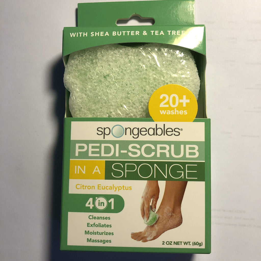 [Australia] - Spongeables Pedi-Scrub 2 oz. Foot Buffer with Citron-Eucalyptus Aromatherapy (1 Pack) Citron Eucalyptus Aromatherapy 