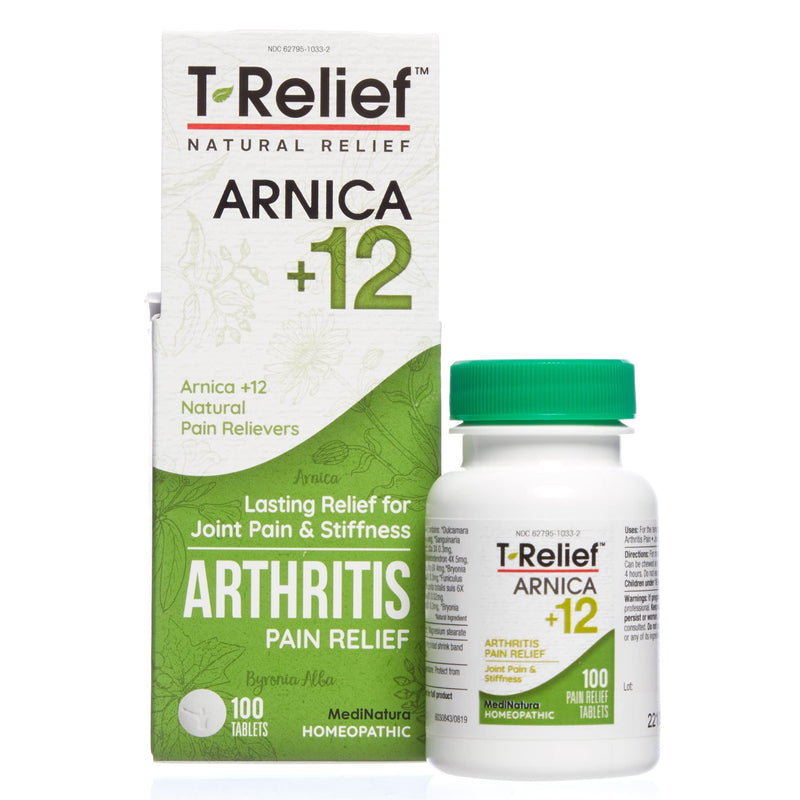 [Australia] - T-Relief Arthritis Arnica +12 Pain Relieving Natural Medicines Help Reduce Soreness, Stiffness, Aches & Pains in Joints Naturally - Gluten-Free - 100 Tablets 100 Count (Pack of 1) 