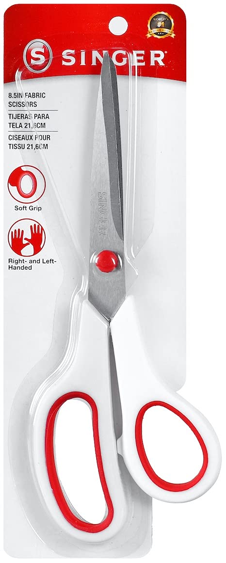[Australia] - SINGER Fabric Scissors with Comfort Grip, 1-pack, Red & White 