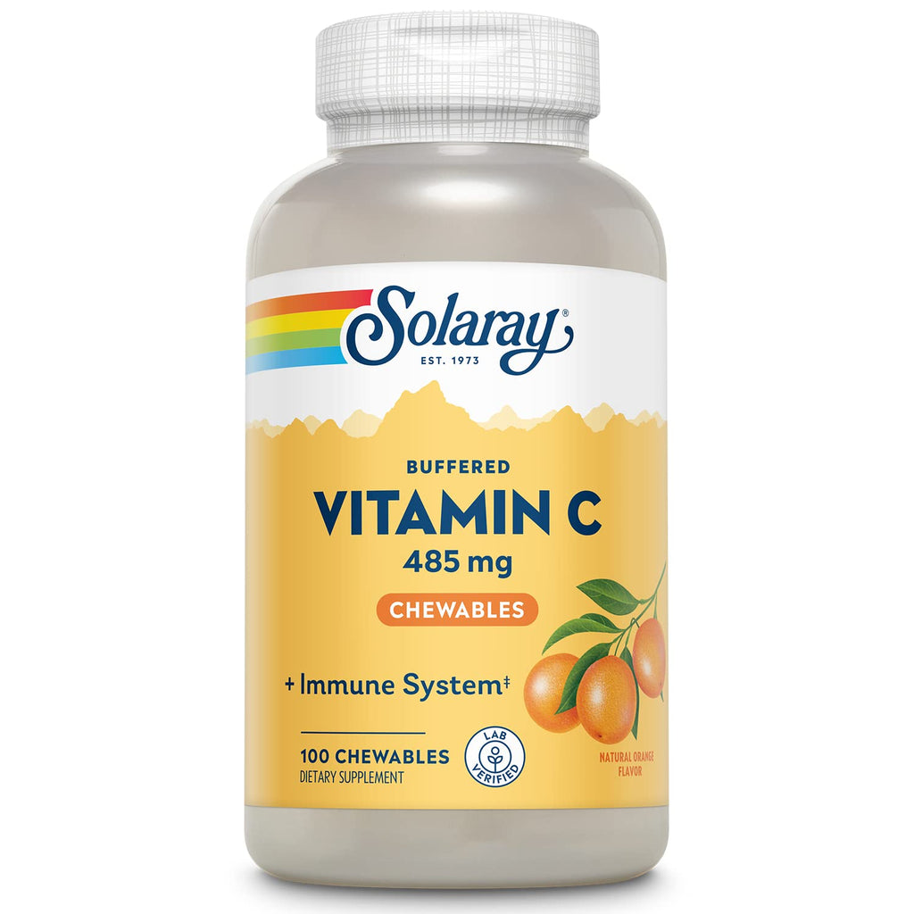 [Australia] - Solaray Chewable Vitamin C, Buffered, Natural Orange Flavor w/Rose Hips & Acerola Cherry, 100 Chewables 