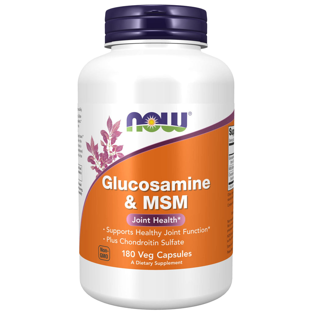 [Australia] - NOW Supplements, Glucosamine & MSM plus Chondroitin Sulfate, Joint Health*, 180 Veg Capsules 180 Count (Pack of 1) 