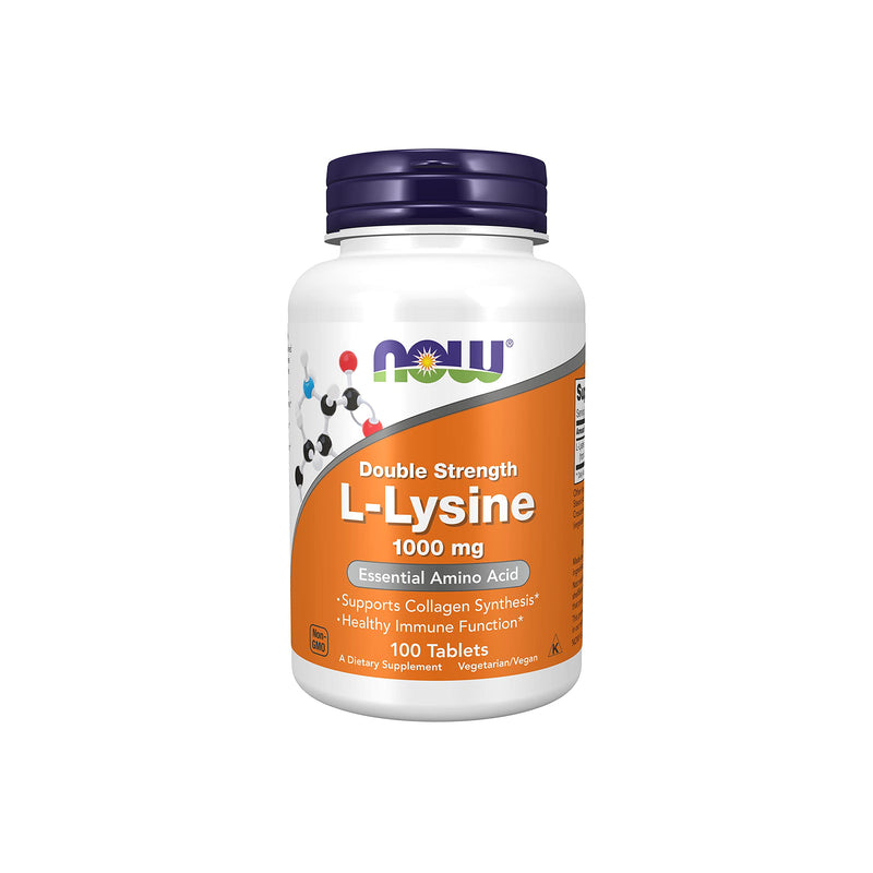 [Australia] - NOW Supplements, L-Lysine (L-Lysine Hydrochloride) 1,000 mg, Double Strength, Amino Acid, 100 Tablets 100 Count (Pack of 1) 