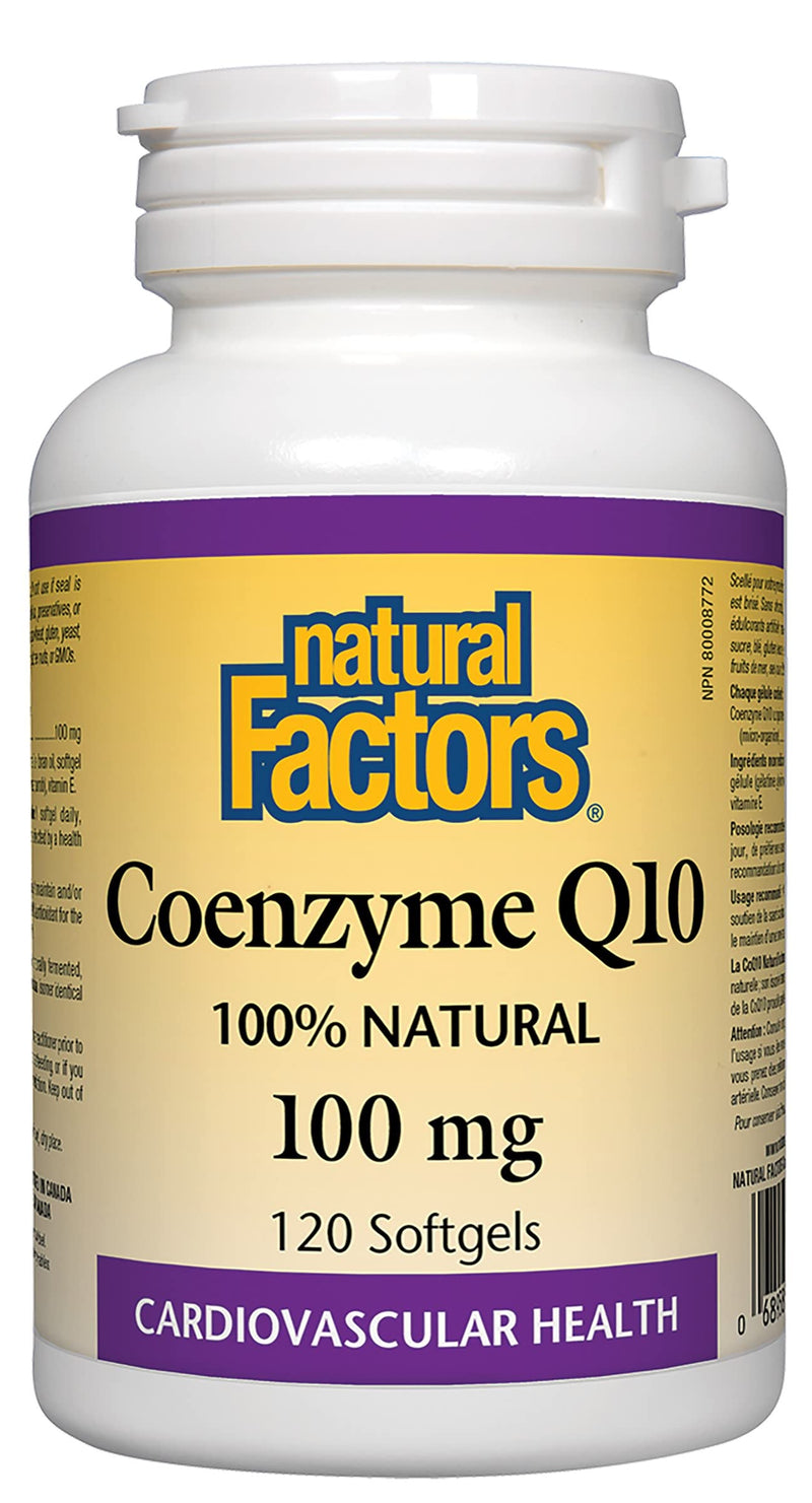 [Australia] - Natural Factors, Coenzyme Q10 100mg, CoQ10 Supplement for Energy, Heart and Antioxidant Support, 120 Softgels 120 Count (Pack of 1) 