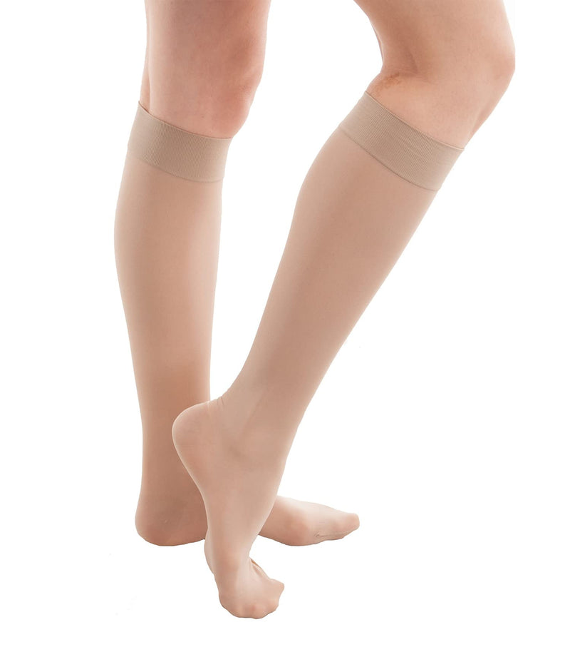 [Australia] - GABRIALLA Graduated Sheer Knee High Compression Socks, Compression 20-22 mmHg, Closed Toe Beige X-Large 