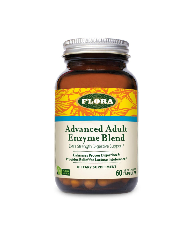 [Australia] - Flora - Advanced Adult Enzyme Blend with Lactase, Enhances Digestion & Provides Relief for Lactose Intolerance, Gluten-Free, Non GMO, 60 Vegetarian Capsules 60 Count (Pack of 1) Standard Packaging 