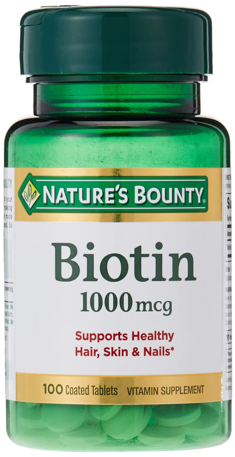 [Australia] - Biotin by Nature's Bounty, Vitamin Supplement, Supports Metabolism for Cellular Energy and Healthy Hair, Skin, and Nails, 1000 mcg, 100 Tablets 