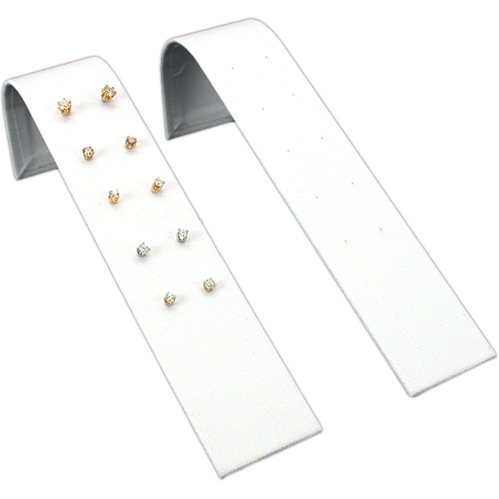 [Australia] - FindingKing 2 White Leather Earring Display Holds 5 Pair Earrings 