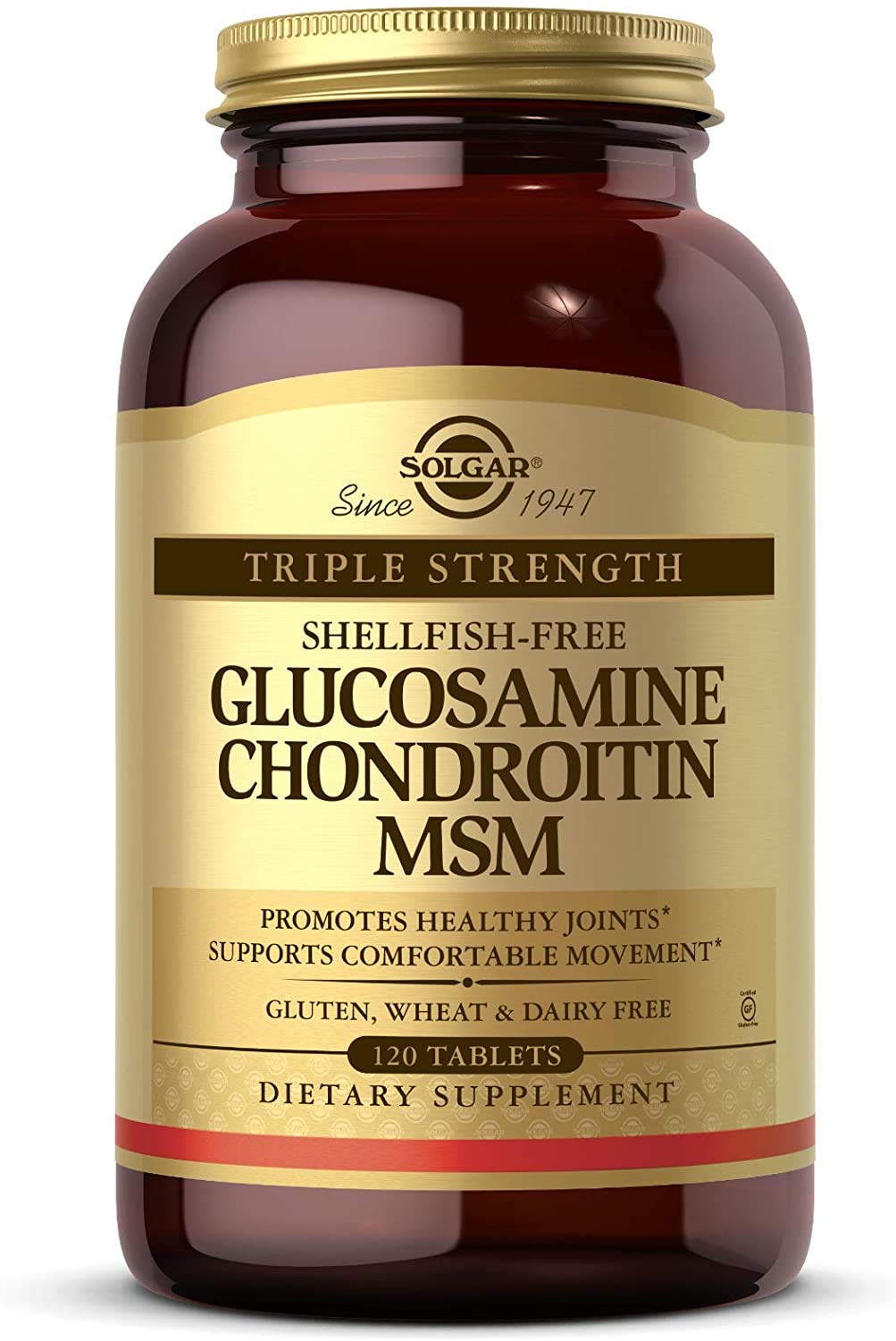 [Australia] - Solgar Triple Strength Glucosamine Chondroitin MSM, 120 Tablets - Promotes Healthy Joints, Supports Comfortable Movement - Shellfish Free - Gluten Free, Dairy Free - 60 Servings 120 Count (Pack of 1) 