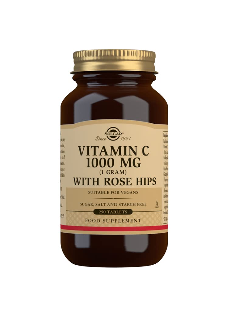 [Australia] - Solgar Vitamin C 1000 mg with Rose Hips, 250 Tablets - Antioxidant & Immune Support - Overall Health - Supports Healthy Skin & Joints - Non GMO, Vegan, Gluten Free, Dairy Free, Kosher - 250 Servings Unflavored 250 Count (Pack of 1) 