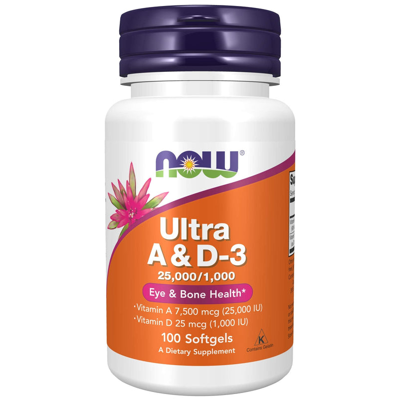 [Australia] - NOW Supplements, Vitamin A & D3 25,000/1,000 IU, Eye Health*, Essential Nutrition, 100 Softgels 