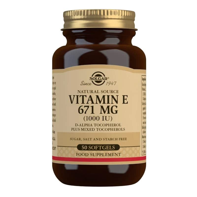 [Australia] - Solgar Vitamin E 670 mg (1000 IU), 100 Mixed Softgels - Natural Antioxidant, Skin & Immune System Support - Naturally-Sourced Vitamin E - Gluten Free, Dairy Free - 100 Servings 