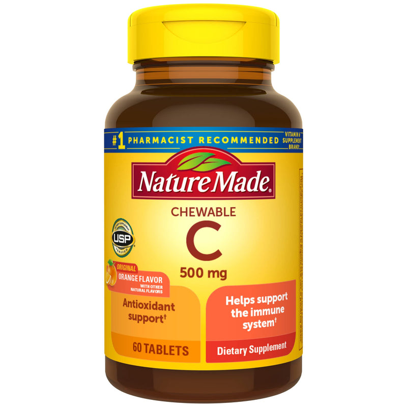 [Australia] - Nature Made Chewable Vitamin C 500 mg Tablets, 60 Count to Help Support the Immune System 60 Count (Pack of 1) 