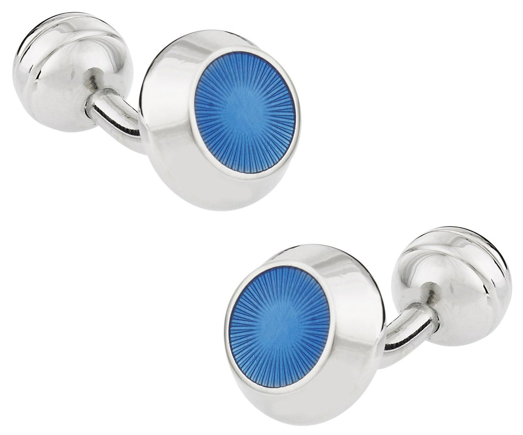 [Australia] - Cuff-Daddy Round Blue Starburst Cuff Links with Presentation Box 