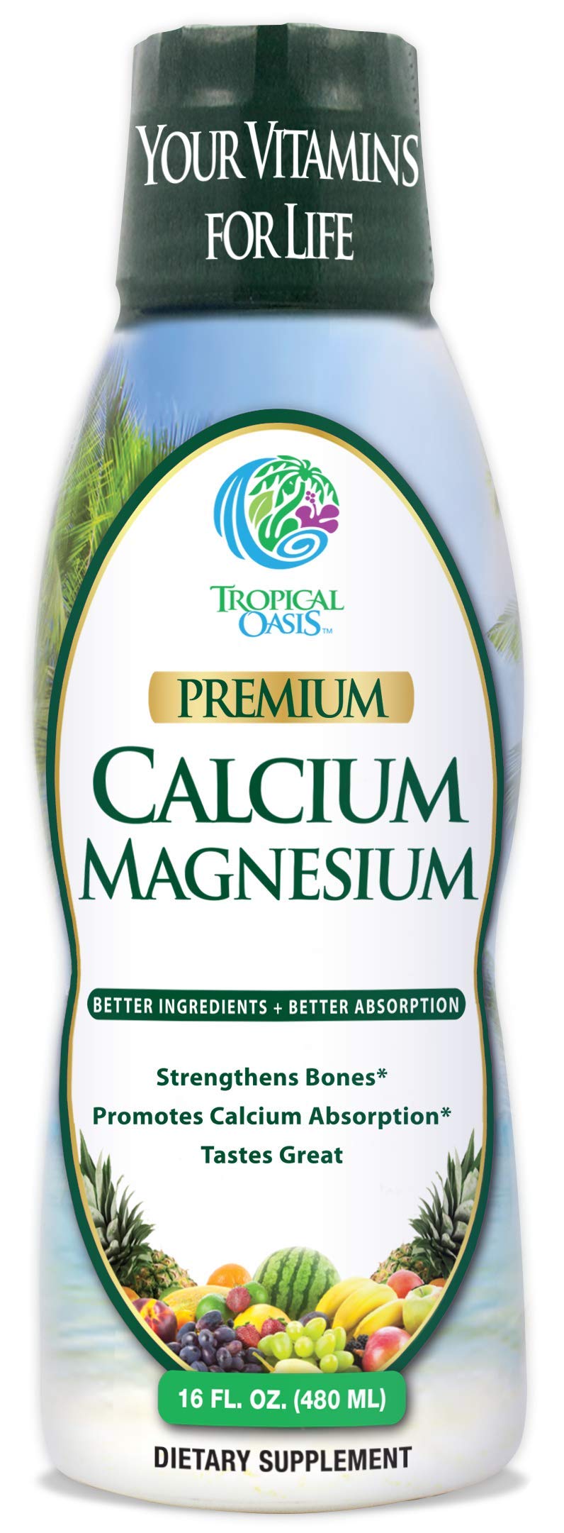 [Australia] - Tropical Oasis Liquid Calcium & Magnesium - Natural formula w/ support for strong bones - Liquid vitamins w/ calcium, - 16oz, 32 Serv. 