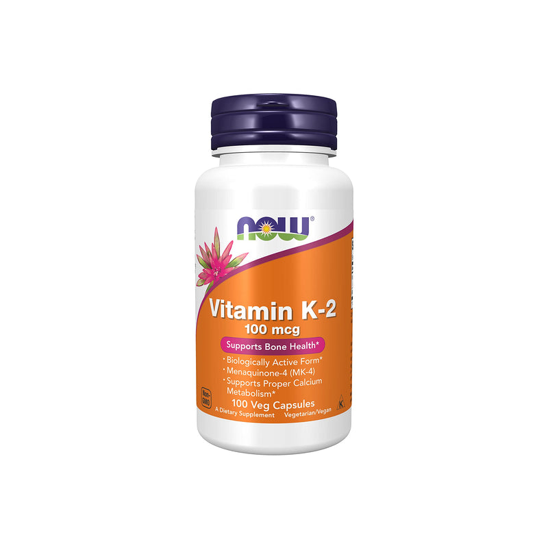 [Australia] - NOW Supplements, Vitamin K-2 100 mcg, Menaquinone-4 (MK-4), Supports Bone Health*, 100 Veg Capsules 100 Count (Pack of 1) 