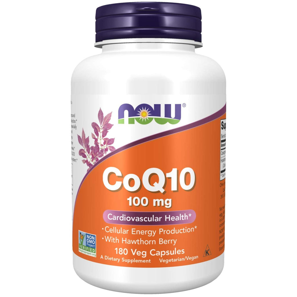 [Australia] - NOW Supplements, CoQ10 100 mg with Hawthorn Berry, Pharmaceutical Grade, All-Trans Form produced by Fermentation, 180 Veg Capsules 180 Count (Pack of 1) 