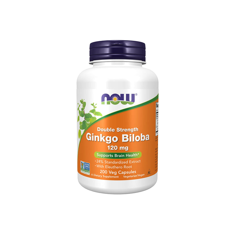 [Australia] - NOW Supplements, Ginkgo Biloba 120 mg, Double Strength, Non-GMO Project Verified, 200 Veg Capsules 200 Count (Pack of 1) 