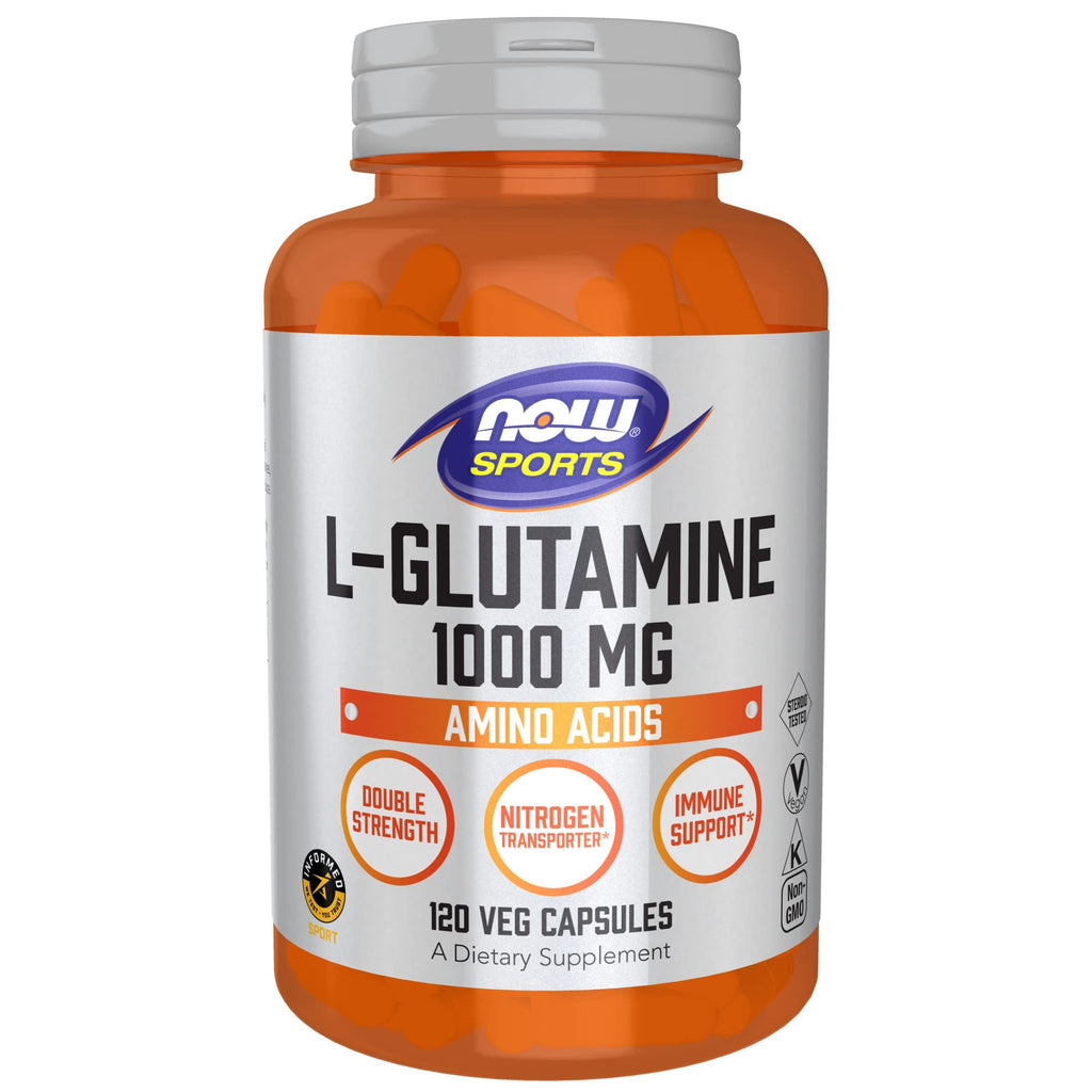 [Australia] - NOW Sports Nutrition, L-Glutamine, Double Strength 1,000 mg, Amino Acid, 120 Veg Capsules 