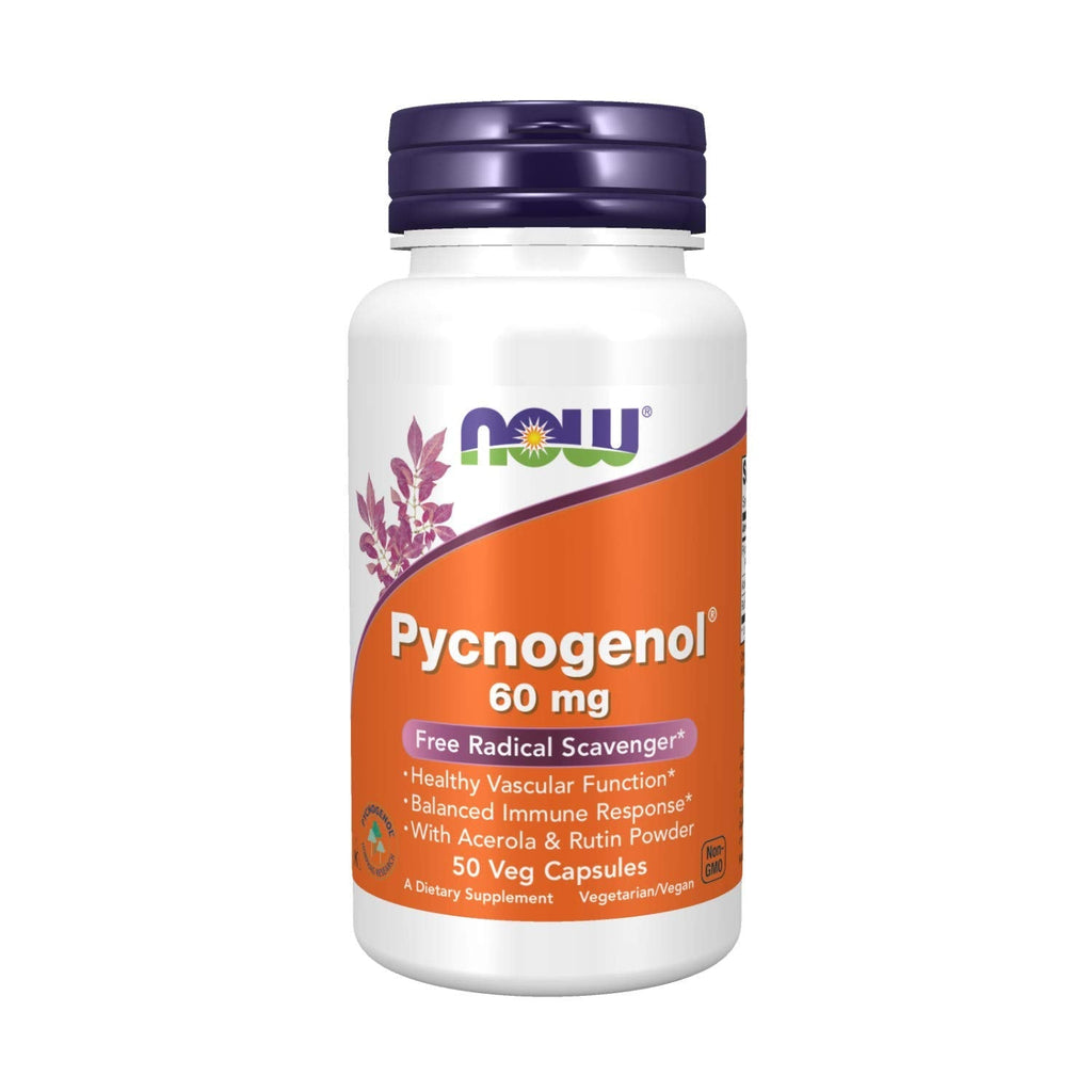 [Australia] - NOW Supplements, Pycnogenol 60 mg (a Unique Combo of Proanthocyanidins from French Maritime Pine) with Acerola & Rutin Powder, 50 Veg Capsules 