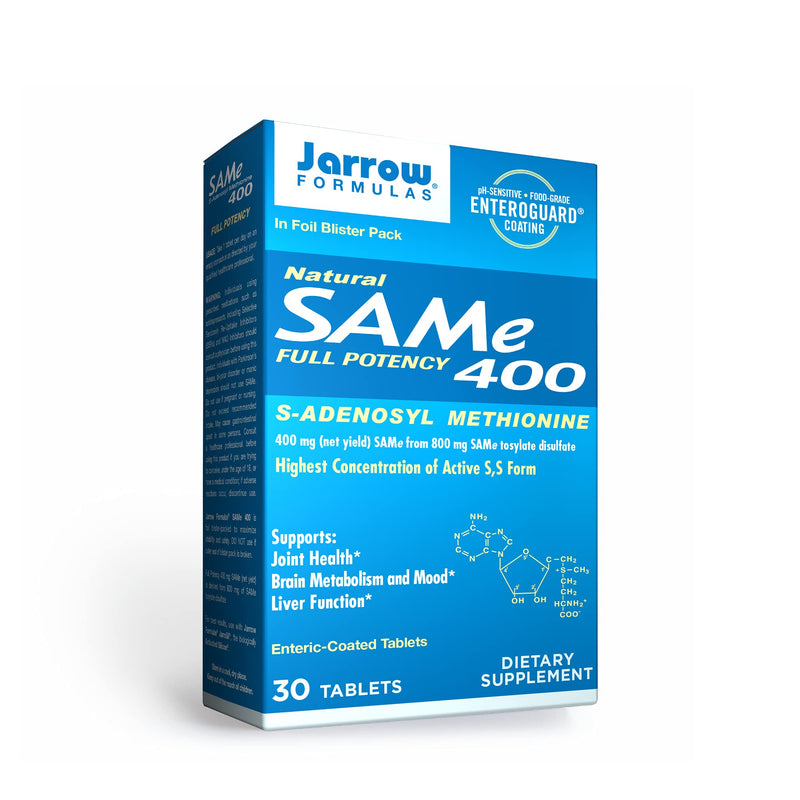 [Australia] - Jarrow Formulas SAMe 400 mg - 30 Tablets - Highest Concentration of Active S,S Form - Supports Joint Health, Liver Function, Brain Metabolism, Mood & Antioxidant Defense - 30 Servings 30 Count (Pack of 1) 