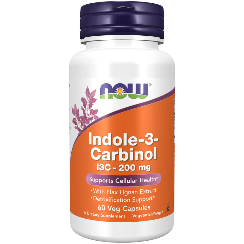 [Australia] - NOW Supplements, Indole-3-Carbinol 200 mg with Flax Lignan Extract, 60 Veg Capsules 