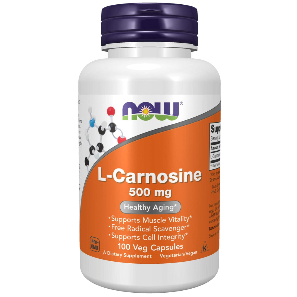 [Australia] - NOW Supplements, L-Carnosine (Beta-Alanyl-L-Histidine) 500 mg, Healthy Aging, 100 Veg Capsules 100 Count (Pack of 1) 